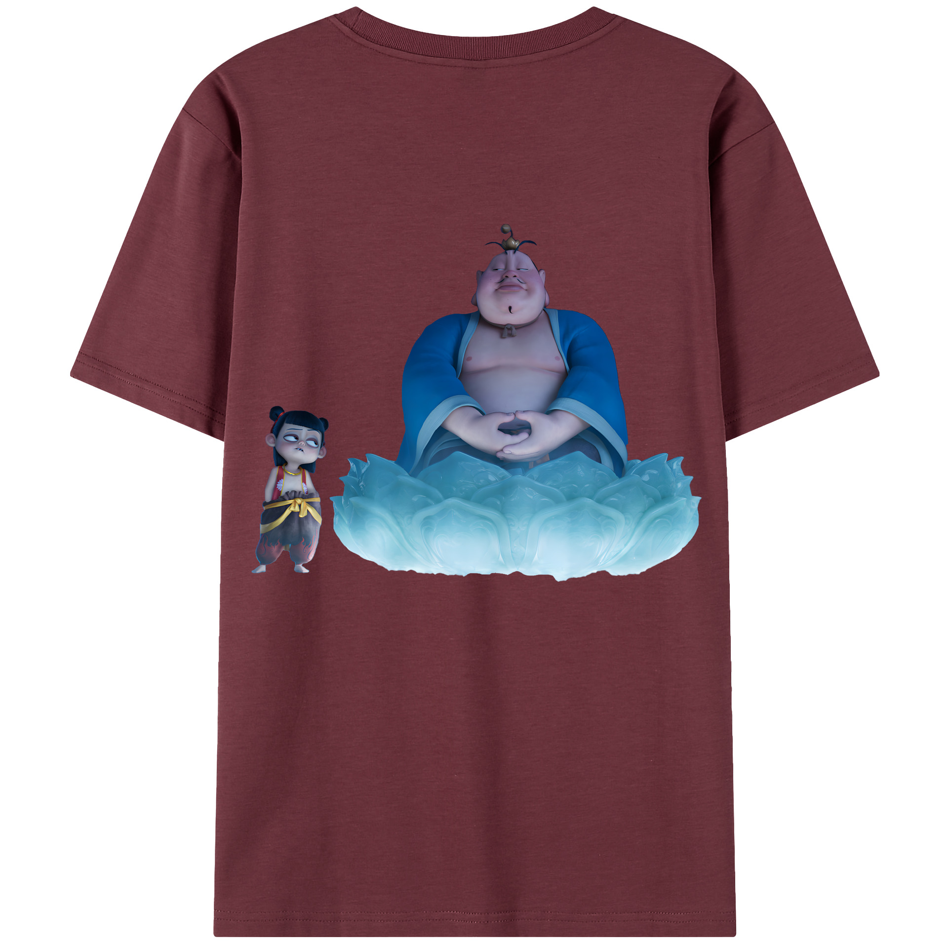 （画像用） Ne Zha 2 ナタ 魔童の大暴れ 綿100％半袖Tシャツ（背面プリント）